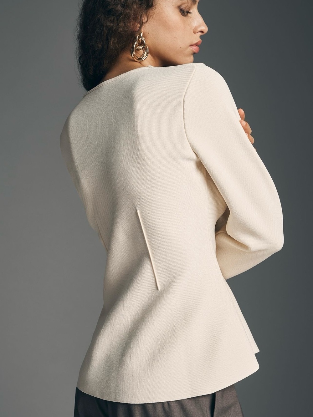 Anthropologie Maeve Cream Collarless Knit Blazer NWOT Size XS - Picture 3 of 10